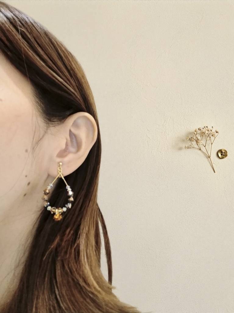 【スモーキーなグレーと琥珀色】秋の深まり ¥4200